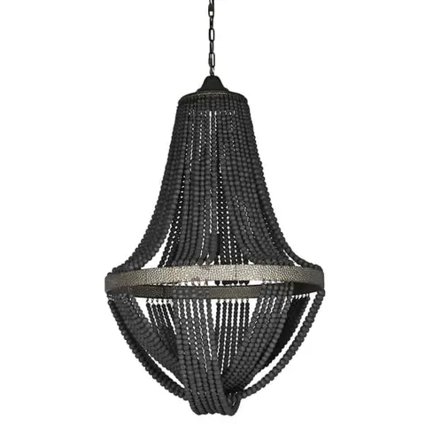 Czarny żyrandol z drewnianych koralików Beads Black 105 cm