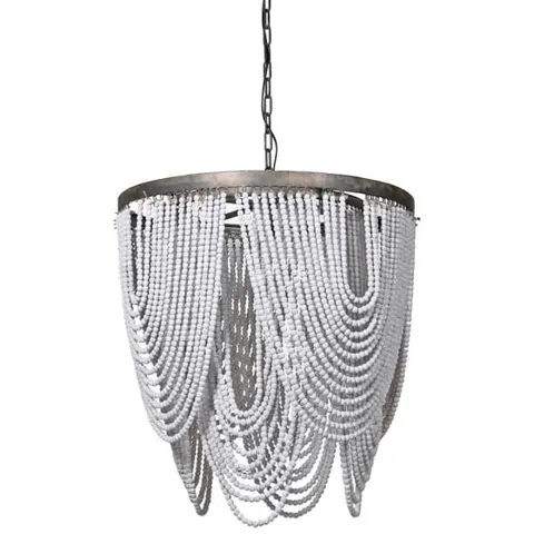 Żyrandol Beads 65 cm białe koraliki lampa wisząca boho - żyrandol boho