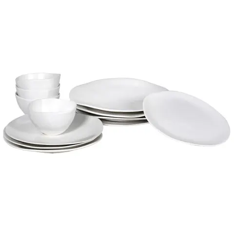 Komplet Mayfair Organic 12 elementów talerze i miski ceramiczne białe