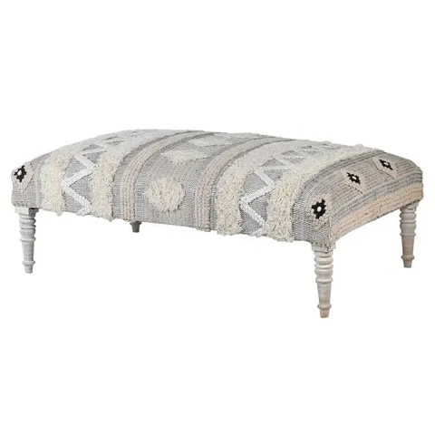 Podnóżek otomana Orient Wool 132 cm – wełna, bawełna i drewno mango