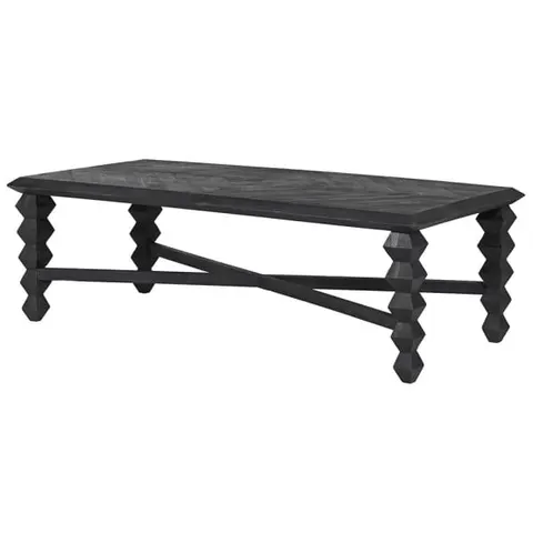 Stolik kawowy Geo Black 144x66,5 cm czarny drewniany stolik do salonu