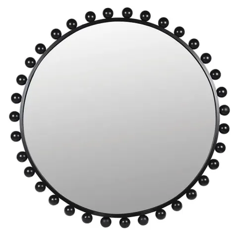 Czarne okrągłe Lustro Bubble 98 cm kule żelazna rama