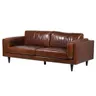 Skórzana Sofa Simple trzyosobowa 218 cm brązowa skóra grube poduchy