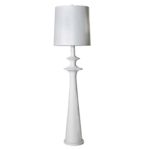 Biała Lampa Podłogowa Taprer White 185 cm białe żelazo i abażur