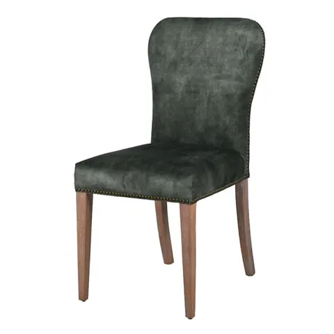Krzesło tapicerowane Eccleston Green zielony velvet drewniane nogi