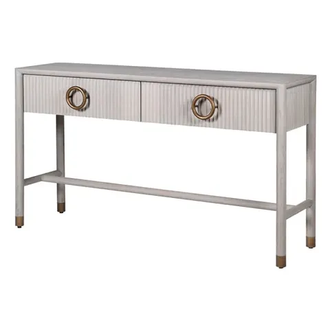 Konsola drewniana White Belgravia 150 cm jasny dąb elegancka konsola do salonu