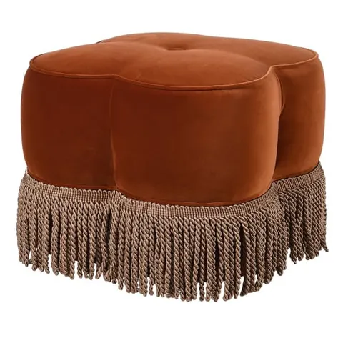 Puf Claridge Orange 55 cm velvet ozdobne frędzle
