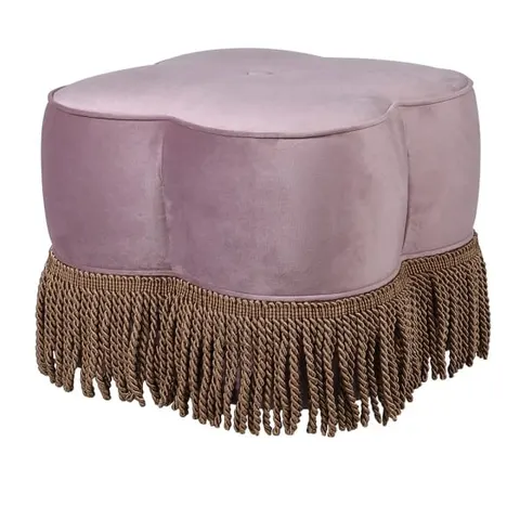 Stołek puf Claridge Pink 55 cm velvet ozdobne frędzle