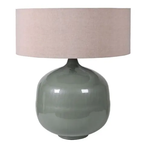 Emaliowana lampa stołowa Eccleston Green 65x55 cm beżowy abażur