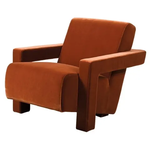 Fotel geometryczny Lyall pomarańczowy velvet