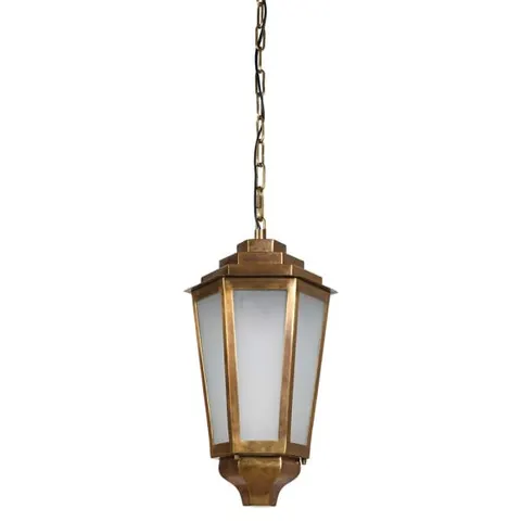 Lampa wisząca Lantern Brass 51 cm – mosiężna latarnia z matowym szkłem