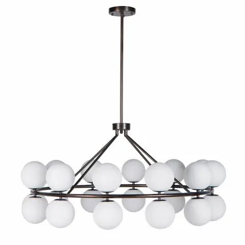 Brązowy żyrandol kule Brown Bubble 115 cm – 24 mleczne szklane klosze