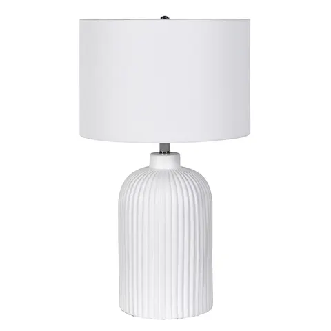 Lampa stołowa Kent White 68 cm – biała ceramiczna podstawa i bawełniany abażur