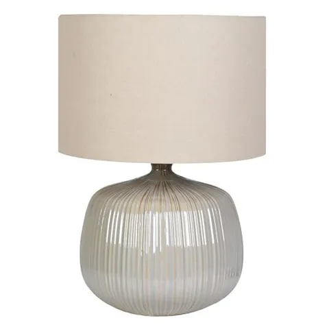 Duża ceramiczna lampa stołowa Audrey Large 70 cm z lnianym abażurem