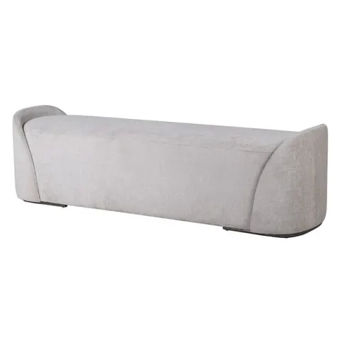 Ławka tapicerowana Luba Grey 163 cm – szara, zaokrąglona forma