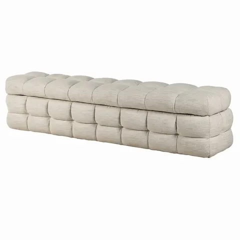 Ławka Marlowe 200 cm ze schowkiem – jasna tapicerowana