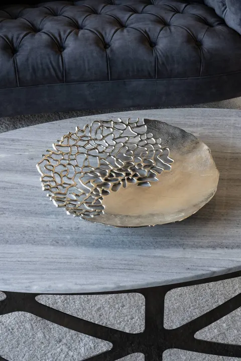 Patera Chelsea aluminium srebrna 40 cm okrągła
