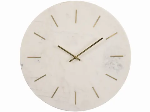 Zegar marmurowy Montrose Brass biały marmur 43 cm mosiądz