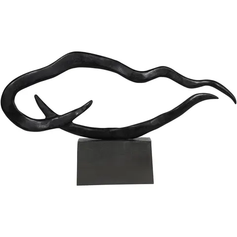 Czarna rzeźba abstrakcyjna Waves 116 cm z aluminium