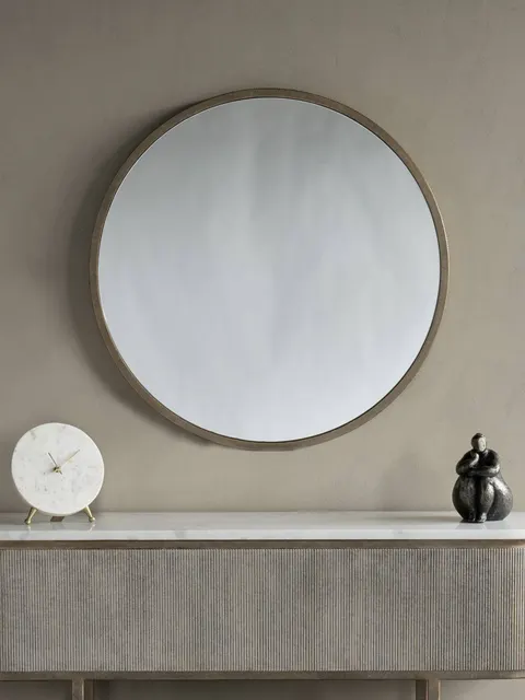 Okrągłe lustro Primrose Gold 80 cm w metalowej ramie