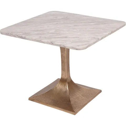 Stolik boczny Altea Marble 55 cm kwadratowy marmurowy blat aluminiowa podstawa