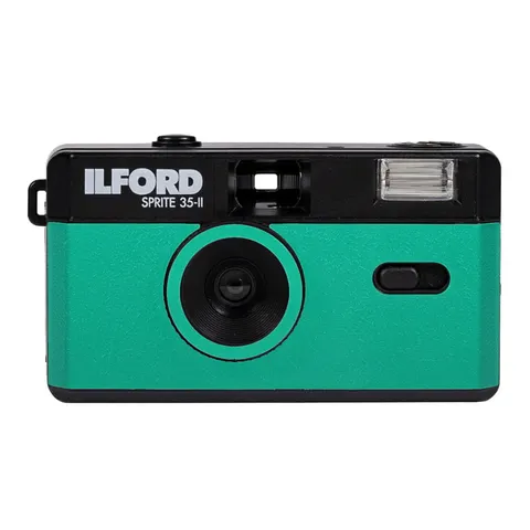 Analogowy aparat fotograficzny ILFORD Sprite 35-II Camera - zielono-czarny