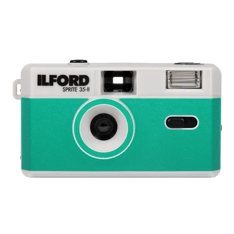 Analogowy aparat fotograficzny ILFORD Sprite 35-II Camera - zielono-srebrny