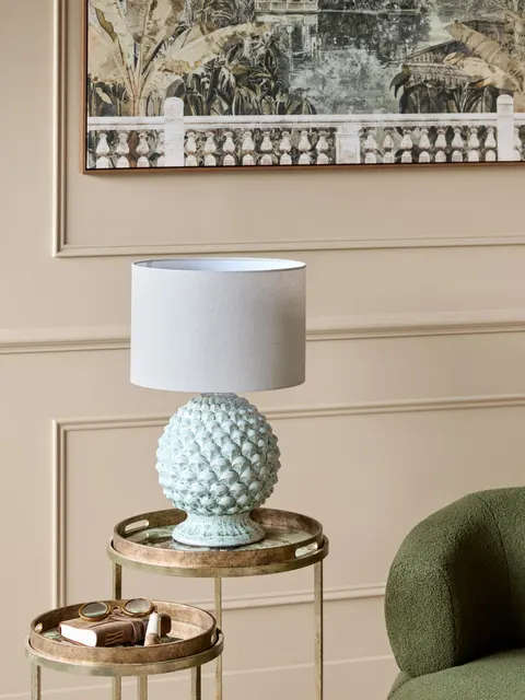 Lampa stołowa Arnos 59 cm z ceramiczną podstawą i abażurem
