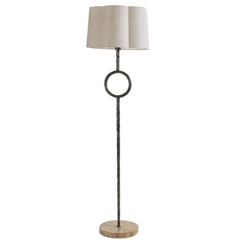 Lampa stojąca Chiswick 185 cm - lampa podłogowa do salonu lniany abażur