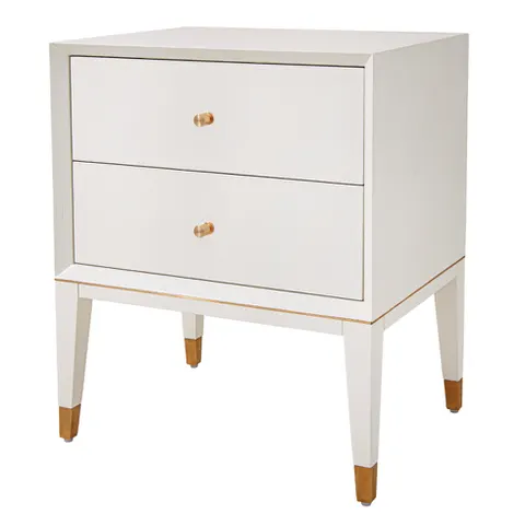 Szafka nocna Chesham White 60 cm dwie szuflady złote detale