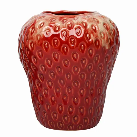 Wazon ceramiczny Berry L 21 cm czerwony wazon na stół truskawka