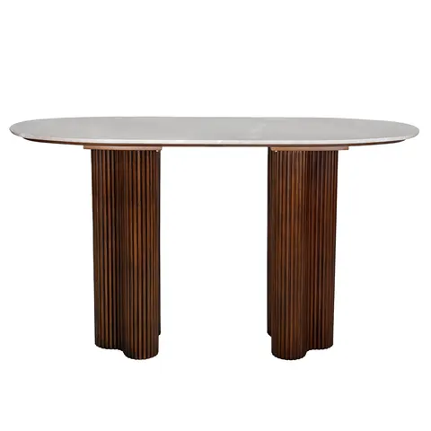 Konsola do salonu Bremner 140 cm drewniana podstawa i marmurowy blat
