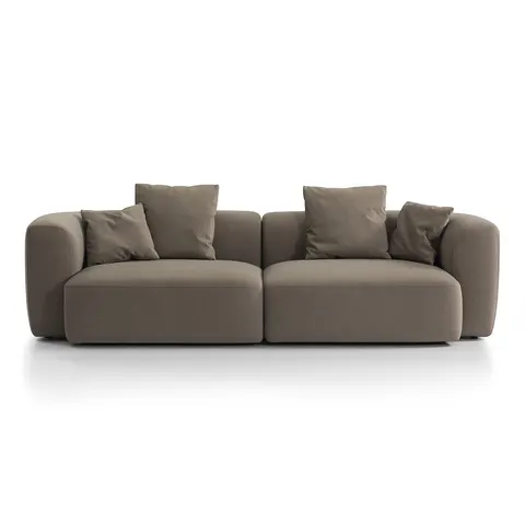 Sofa Brompton Trufle 275 cm obicie velvet brązowy poduszki dekoracyjne