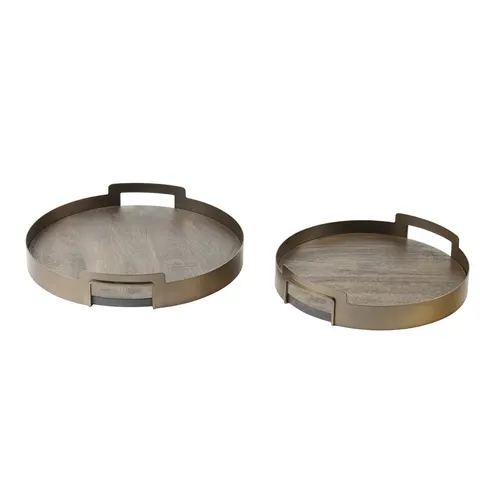 Komplet tac dekoracyjnych Knightsbridge Mango – drewno mango i smoke gold, 39,5 cm