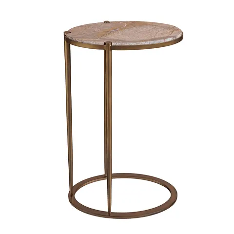 Stolik boczny Anne Brown 60,5 cm z marmurowym blatem