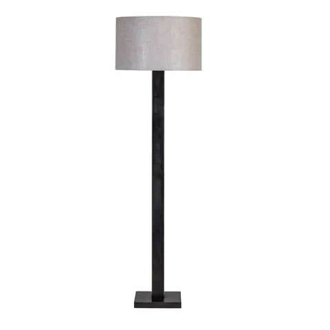 Lampa podłogowa Linton Simple 173 cm – czarna z jasnym abażurem