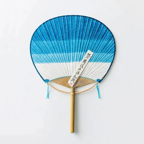 Japoński wachlarz AWAGAMI Hand Dyed Indigo Uchiwa Fan