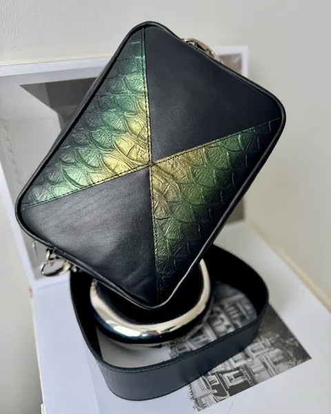 Torebka Trinity Bag Green Croco z czernią