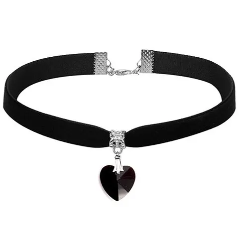 Choker crystal serduszko czarny