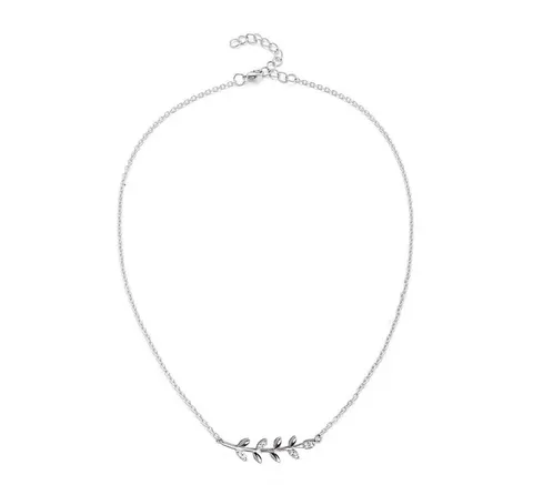 Naszyjnik leaf crystal stal