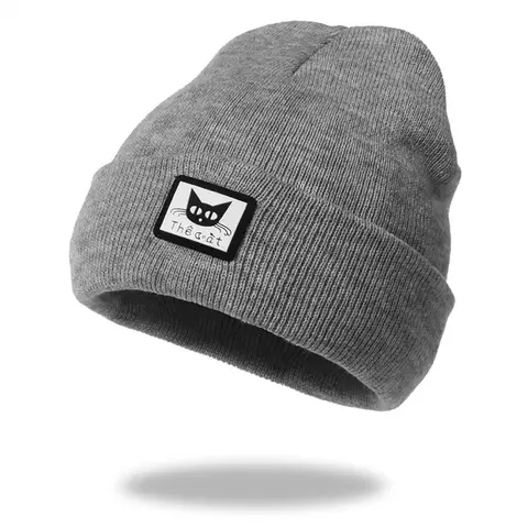 Czapka zimowa beanie Kot Kotek szara