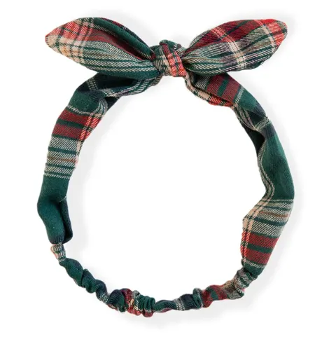 Opaska Christmas w kratkę zielona