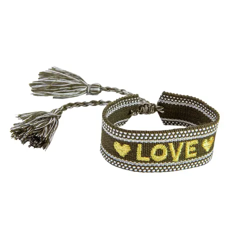 Bransoletka pleciona LOVE Khaki