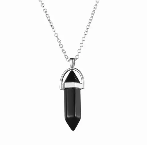 Naszyjnik srebrny Amulet czarny