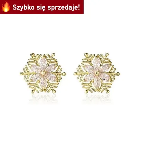 Kolczyki śnieżynka cyrkonie złote