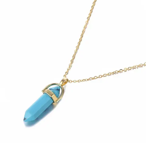 Naszyjnik złoty Amulet turkusowy