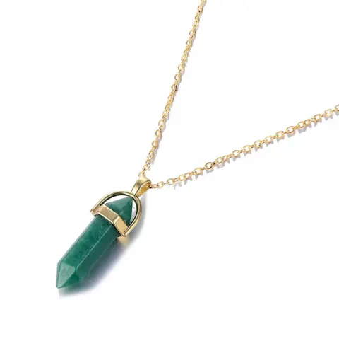 Naszyjnik złoty Amulet Zielony