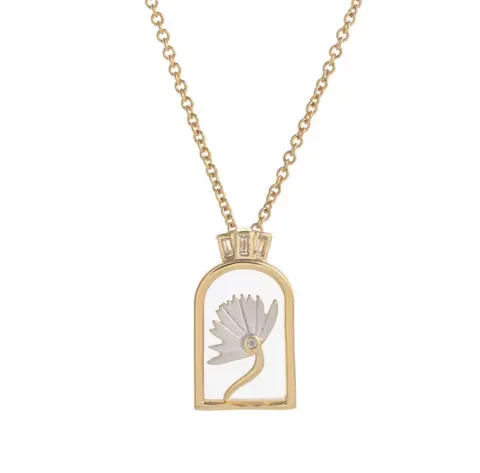 Naszyjnik złoty Amulet Kwiatek stal