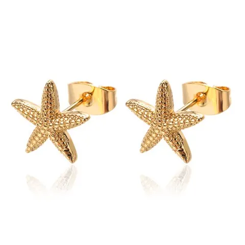 Kolczyki Starfish sztyfty złote stalowe
