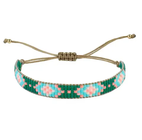 Bransoletka boho koralik zielona